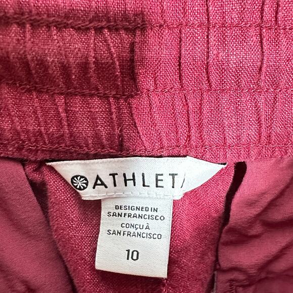 ATHLETA Retreat Linen Wide Leg Pant Coffeeberry Purple Sz 10 {3J10} - Picture 4 of 6